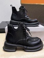 Notched Lace Up Platform Combat Boots