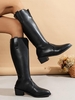 Notched Pointed Toe Calf Boots
