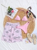 O-ring Cartoon Fish Printed Couple Swimwear Light pink