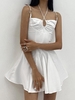 O Ring Criss Cross Cupped Godet Dress M White