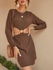 O Ring Cut Out Waist Mini Dress M Deep coffee