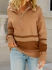 O Ring Half Zip Two Tone Colorblock Pullover Sweater L Coffee