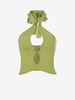 O Ring Halter Cut Out Crop Top L Green