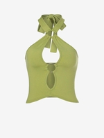 O Ring Halter Cut Out Crop Top S Green