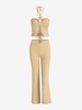 O-ring Halter Top and Built-in G-string Flare Pants Set L Light coffee