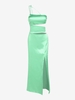 O Ring One Shoulder Cut Out High Split Dress L Green