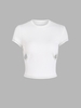 O-ring Ribbed Floral-shaped Cut Out Tee L White