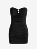 O Ring Ruched Cutout Bandeau Dress L Black