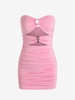O Ring Ruched Cutout Bandeau Dress S Light pink