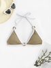 O-ring Textured Bikini Top L Deep coffee