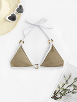 O-ring Textured Bikini Top L Deep coffee