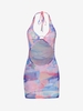 O-ring Tie Dye Sheer Mesh Slinky Dress L