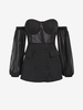 Off Shoulder Corset Top L Black