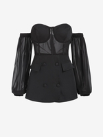Off Shoulder Corset Top L Black