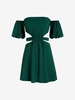 Off Shoulder Cut Out Textured Mini Dress L Deep green