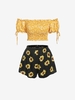Off Shoulder Floral Smocked Two Piece Set Xl Yellow