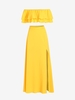 Off Shoulder Flounce Thigh Split Maxi Skirt Set L Yellow
