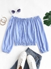 Off Shoulder Frilled Crop Blouse Light blue