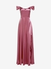 Off Shoulder Split Satin Bridesmaid Dress L Light pink
