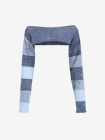 Off The Shoulder Colorblock Shrug Sweater L Blue