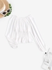 Off The Shoulder Frilled Shirred Blouse Xl White