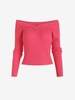 Off The Shoulder Knit Cropped Sweater L Light pink