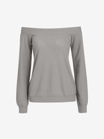 Off The Shoulder Knit Top S Gray
