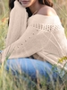 Off The Shoulder Openwork Sweater S Light coffee