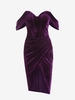 Off The Shoulder Side Slit Velvet Dress S Purple