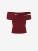 Off The Shoulder Solid Color Cropped Top L Deep red