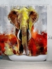 Oil Painting Elephant Pattern Shower Curtain