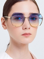 Ombre Color Lens Half-frame Metal Sunglasses