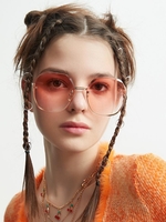 Ombre Color Lens Half-frame Metal Sunglasses