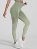 Ombre Color Marled Printed Hollow Out Design Sport Yoga Leggings L Hazel green