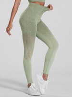 Ombre Color Marled Printed Hollow Out Design Sport Yoga Leggings L Hazel green