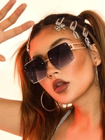 Ombre Color Metal Hollow Out Temple Sunglasses