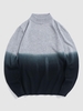 Ombre Color Mock Neck Sweater L Blue