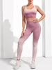 Ombre Color Racer Back Sports Bra and Wide Waistband Leggings Set M Light pink