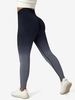 Ombre Color Scrunch Butt Wideband Waist Sports Yoga Leggings L Black