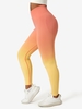 Ombre Color Scrunch Butt Wideband Waist Sports Yoga Leggings L Dark orange