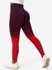 Ombre Color Scrunch Butt Wideband Waist Sports Yoga Leggings L Deep red