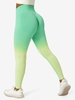 Ombre Color Scrunch Butt Wideband Waist Sports Yoga Leggings L Light green
