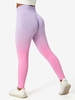 Ombre Color Scrunch Butt Wideband Waist Sports Yoga Leggings L Light purple