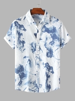 Ombre Color Splash Ink Paint Short Sleeves Shirt L Light blue
