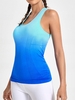 Ombre Color Sports Yoga Racer Back Tank Top S Ocean blue
