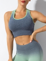Ombre Colorblock Racer Back Sports Bra S Green