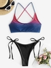 Ombre Criss Cross Sparkle Metallic Bikini Set Multi b