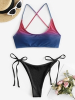 Ombre Criss Cross Sparkle Metallic Bikini Set Multi b