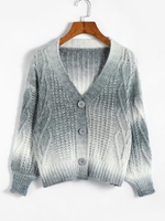 Ombre Drop Shoulder Openwork Cardigan M Dark gray