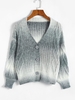 Ombre Drop Shoulder Openwork Cardigan S Dark gray